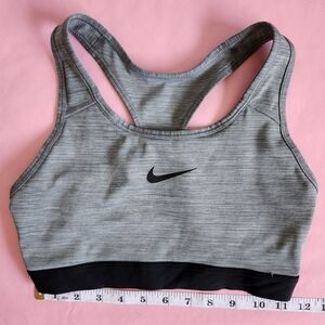 Nike Sports Bra Womens Small Gray Swoosh Dri Fit Racerback Medium Support